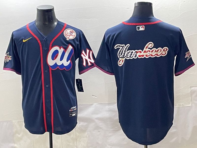 Men 2025 New York Yankees Blank Drak Blue All star Blank Blue Nike MLB Jersey style 5